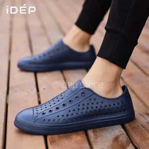 (HCM) Giày Siêu Nhẹ Nam Nữ Lỗ Lưới Đi Mưa Đi Làm Siêu Nhẹ Êm Chân Chống Nước (LÙI 1-2 SIZE) iDÉP GL025 (ĐEN ĐẾ TRẮNG)