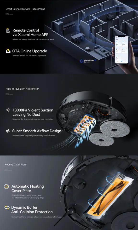 Deerma X70 Smart Robot Vacuum Cleaner with 13000 Pa Suction, Dual