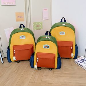 New color-blocked childrens backpack cute kindergarten school bag for boys and girls casual and lightweight travel backpack
