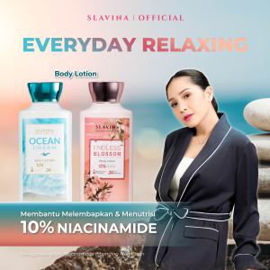 SLAVINA Bundle 2PCS Body Lotion Endless Blossom + Ocean Dream (Everyday Relaxing) by Nagita Slavina – Handbody Mencerahkan Kulit Wangi Parfum Mewah Tahan Lama Body Lotion Whitening 10% Niacinamide Serum Burst Glutathione Moisturizing Tone Up Body Care