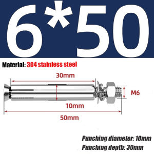 304 STAINLESS Dyna Bolt Stainless Expansion Bolt Dyna Bolt Sleeve Anchor M6-M8-M10