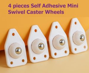 4 pieces Self Adhesive Mini Swivel Caster Wheels 360° Rotation Ball Caster Stainless Steel Universal Wheel Ball Transfers Pasted on The Bottom of Storage Box Small Furniture DIY Toys for Moving Easily