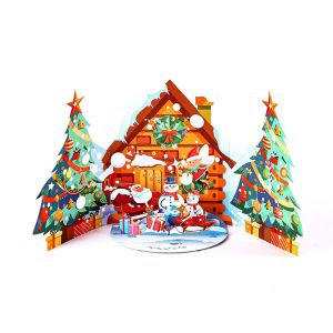 GUQIANFANG86 3D Cartoon Christmas Pop-Up Cards Santa Xmas Tree Multicolor 3D Christmas Card Creative Paper Christmas Greeting Cards Holiday Gifting