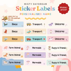 Personalised Name Label Sticker 48pcs | Kids Baby Label | Customised Sticker Waterproof