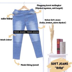 celana jeans wanita pinggang karet legging slim/ngaret/street