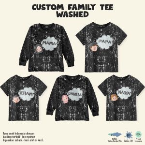 Kaos Atasan Custon Edisi Washed Series Anak Laki-laki Perempuan Anak Dewasa