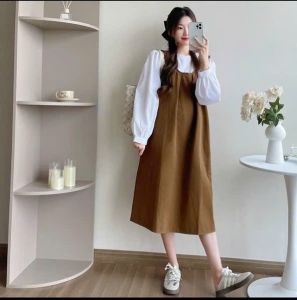 [FREESHIPMAX]Đầm bầu xinh bánh bèo cho mẹ bầu và thời trang-váy bầu đẹp trẻ trung-free size 43-70kg-sét yếm bầu xinh