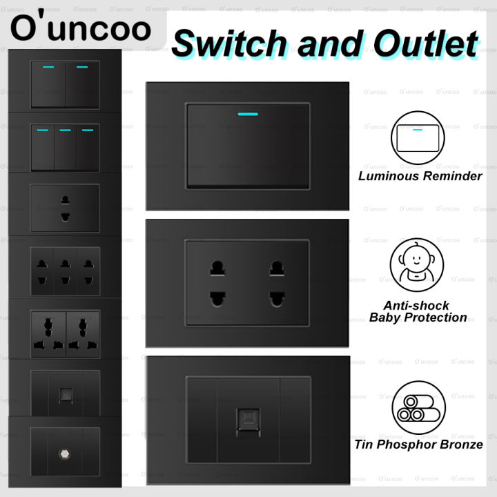 O'uncoo Wide Series Switch And Outlet 1/2/3 Gang Universal Wall Switch