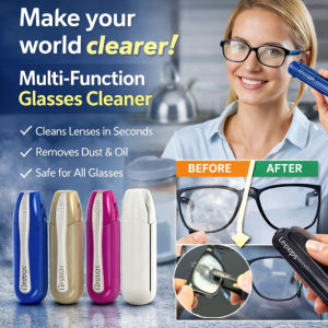 Multifunctional Eyeglass Cleaner Brush Peeps Lens Cleaning Tool Portable Glasses Microfiber Cloth Streak-Free Gentle Wipe for Sunglasses Optical Lenses Care Accessories