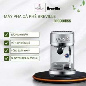 Máy Pha Cà Phê Bán Tự Động Breville BES500BSS – Nút Điều Khiển Cơ Học - Áp Suất 15 Bar - Công Suất 1600W - Dung Tích 1.9L – Thép Không Gỉ Cao Cấp - Vòi Tạo Hơi Tiện Lợi