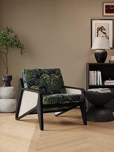 Solid Wood Sofa Chair Rattan Woven Leisure Chair Single Chair Designer Homestay Hotel Living Room Single Chair