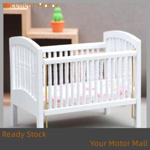 Excellent Ready Stock 1:12 Dollhouse Miniature Bed Baby Crib White Baby Bed Furniture Bedroom Model Decor Toy Doll House Accessories