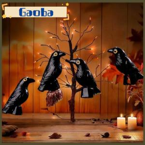 gaoba 5 10pcs giả chim ma lễ hội Halloween trang trí mô phỏng nhựa đen Crow Halloween thu nhỏ đen Crow bức tượng nhỏ Prop