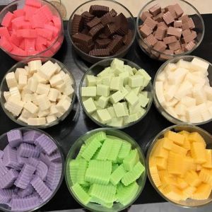 Set 8 vị Bột Pudding Hàng Huy Douxian túi ch-iết 100g các vị (Trứng Trà Xanh Khoai Môn Socola Dưa Lưới Dâu Đào Sữa)