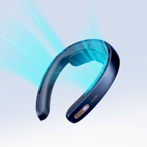 Portable Neck Fan 100 Speeds Bladeless Fan LED Display 5000mAh Rechargeable Personal Fan USB Battery Operated Wearable Fan