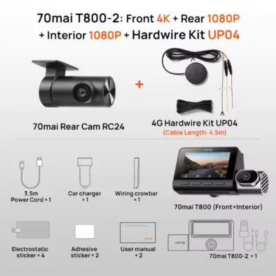 [New Launch] 70mai T800 Dashcam | 3 Channel | Dual 4K HDR | 4G GPS & AI Parking Surveillance