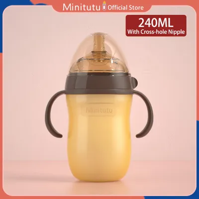 Minitutu Botol Susu Lembut Perak Nano ASI Bayi Baru Lahir Mulut Lebar 7CM Antijatuh Kembung Meledak