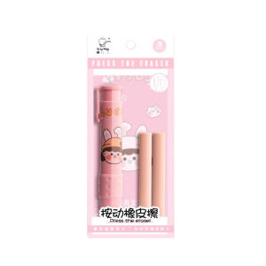 AM 1Pc Eraser Pen Shape Replaceable Core Student Stationery Correction Supplies Cute Press Retractable Eraser MA
