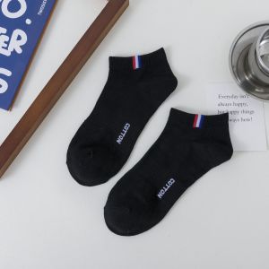 TYKS77 Kaos Kaki Pendek Semata Kaki Garis Francce Kaos Kaki Pria Wanita Dewasa Putih Hitam