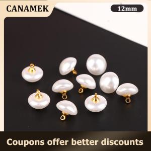 【 CANAMEK 】 10Pcs 10mm 12mm Mushroom Faux Plastic Shirt Semicircle Pearl Buttons Shank Button For Clothing Decorative Mini Sewing DIY