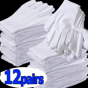 12/36 Pairs White Cotton Work Gloves for Dry Hands Handling Film SPA Gloves Ceremonial High Stretch Gloves Household Cleaning Tools