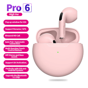 Pro 6 IOS Android หูฟังบลูทูธ หูฟังบลูทูธไร้สาย หูฟังเกมส์บลูทูธ พร้อมกล่องชาร์จ Pro6 TWS มีฟังก์ชั่นตัดเสียงรบกวนคนรอบข้าง หูฟัง ระบบ สเตอริโอ การใช้พลังงานต่ำสุด ชิป Bluetooth 5.1 Sports earphones