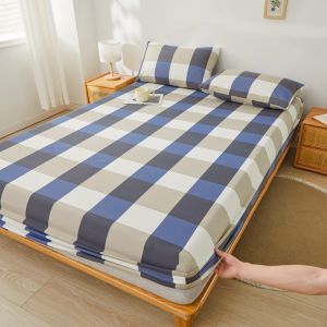 SUNLIGHT HOME Plaid Striped Bedsheet 12 ColorsSolid Color Bed SheetBreathable Mattress Cover