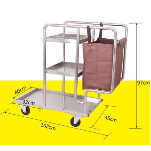 CANAAN รถเข็นแม่บ้าน 102*45*97CM รถเข็นเครื่องทำความสะอาด น้ำหนักเบาเข็นง่าย รถเข็นอุปกรณ์ทำความสะอาด