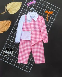 BAJU ANAK PEREMPUAN TERBARU SETELAN KEKINIAN KOREAN STYLE SETELAN KOTAK KOTAK SETELAN ANAK