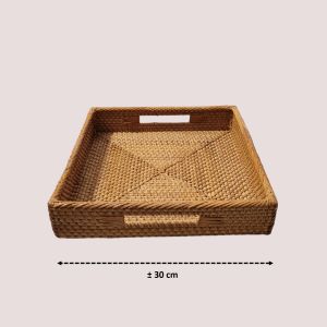 ESBG Rattan Square Tray :arge Heat Resistant Serving Tray
