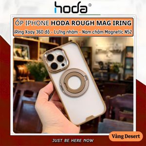Ốp lưng nhám sạc từ tính chống sốc 2m từ tính Hoda Rough ring Xoay 360 độ cho iPhone 16 Pro Max / iP 16 Pro tích hợp giá đỡ nhẫn đeo tay chống bám vân tay mồ hôi tay giá đỡ viền TPU lưng PC bảo vệ camera