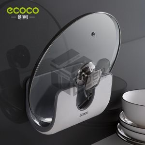 LODER ECOCO Pot Lid Holder Pot Cover Holder Pan Lid Holder Wall Mounted Kitchen Organizer No Drill Storage Rack