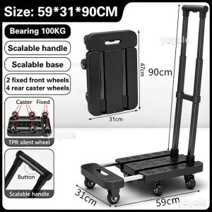 Foldable Trolley Bag with Wheels Heavy Duty Trolley Folding Cart Personal Grocery Shopping Cart