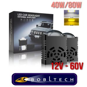 BOBLTECH Lampu Projektor LED Mini Grille RGB Dual Warna dengan Pendingin Angin untuk Mobil