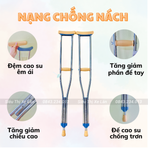 Nạng Chống Nách NHÔM LUCASS Tải Trọng 90KG | Nạng Chống Cao Cấp Cho Người Gãy Chân Người Khuyết Tật