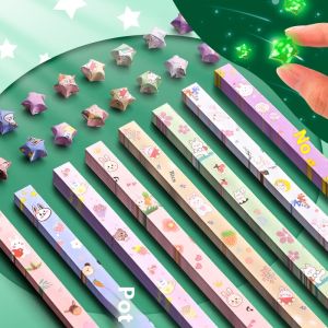 QIHUISHI ดาวห้าแฉกกระดาษดาวห้าแฉกพับได้ลายการ์ตูนดาวนำโชคสวยงามพับได้ด้วยมือพิเศษขนาดเล็ก