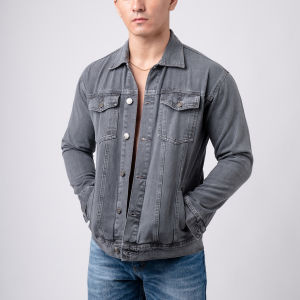 VENGOZ Jacket Jeans Pria Slim Fit Premium - Dark Grey