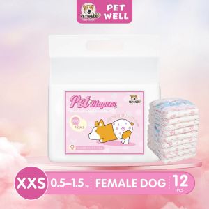 PETWELL 12PCS Pet Diaper Dog Diaper Pet Wraps Diaper Cat diaper Male&Female Diapers
