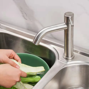 HW055- Basin Faucet Stainless Steel Single Cold Water Tap Black Silver Color Deck Mounted Lengthening and Raising Basin Sink Tap