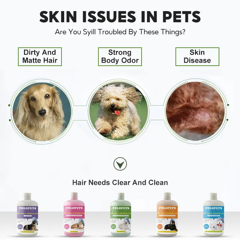 【In Stock】FOLOPETS Pet Shower Gel Dog Shampoo Dog Cat Bath Lotion Removing  Fleas And Relieve Itching