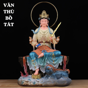Tôn tượng Phổ Hiền và Văn Thù Bồ Tát cao 40cm chất liệu composite hàng nhập khẩu Đài Loan sắc nét thần thái
