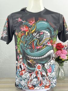 ถู๊ก ถูก!! OVP เสื้อพิมพ์ลาย 🎁🎁OPV2023003🎁🎁 มังกรสีดำ ลายสวยๆ เข้มๆ สีสดใส ลายคมๆ ดุดันไม่เกรงใจใคร ซักแล้วสีไม่ตก สีไม่ลอกของแท้