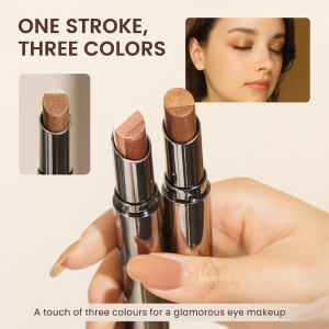 Three-Color Gradient Eyeshadow Stick Long-Wear Cream Shadow Stick Waterproof Lazy Eye Shadow Highlighter Stick