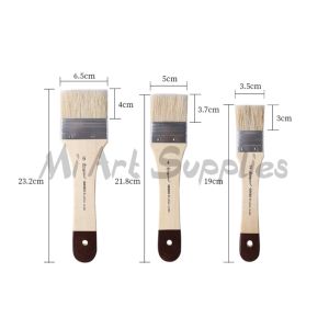 【Mi Art Supplies】Giorgione 3pcs Gesso Flat Tip Nylon Brushes Set Oil Painting Acrylic Water Powder Wall Painting Brush