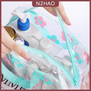 N2HAO Trong Suốt PVC Trang Điểm Túi Xách Tay Của Phụ Nữ Hoa Không Thấm Nước Túi Mỹ Phẩm Du Lịch Rửa Vệ Sinh Cá Nhân Tắm Lưu Trữ Túi