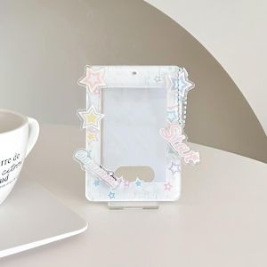NOVELLEO Trong suốt Ví đựng thẻ phong cách Hàn Quốc Ngôi Sao Trang trí để bàn Ví đựng thẻ ID Tấm thẻ đứng Hộp đựng thẻ Bìa thẻ học sinh Sinh viên