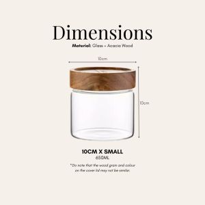 Tatler Acacia Wood Glass Canister | Kitchen Canister Jar | Glass with Wooden Cover Canister | Cookie Canister | Spice Canister | Kitchen Home Decor | Condiments Canister | Dry Food Storage | Hari Raya | Ramadan | Kueh Raya | Speckled Space