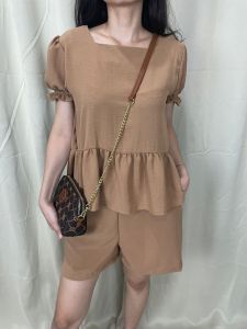 Toply Shop COD GRATIS ONGKIR Set Shanon + celena pendek / One set crinkle Setelan Wanita / setelan wanita kekinian / Overal set wanita polos / setelan wanita terbaru