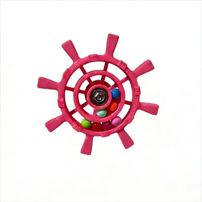 TOBIASK Bite Resistant Parrot Spinner Rattle Toy Rudder Shaped Colorful Beads Bird Cage Toy Entertainment Wheel Plastic Parrots Rotating Toys Bird Cage Use