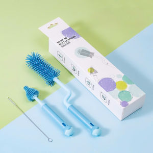 Bộ cọ rửa bình sữa silicon xoay MINK BABY siêu mềm